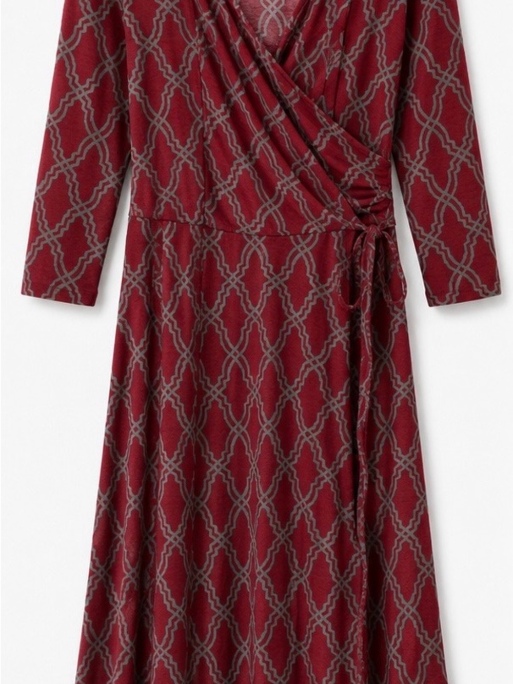 41 Hawthorn Maroon Top with Gray Geometric Print